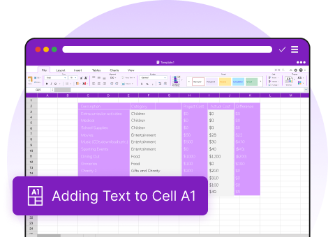 Adding Text to Cell A1